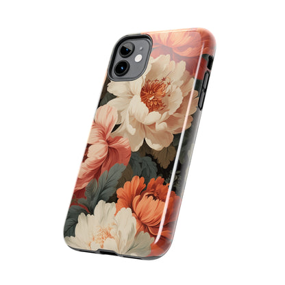 Vintage Floral Aesthetic Phone Tough Case Antique Print for iPhone 14 11 Pro 12 13 XR XS X 7+ 8 Boho Nature Flowers Cottage Core