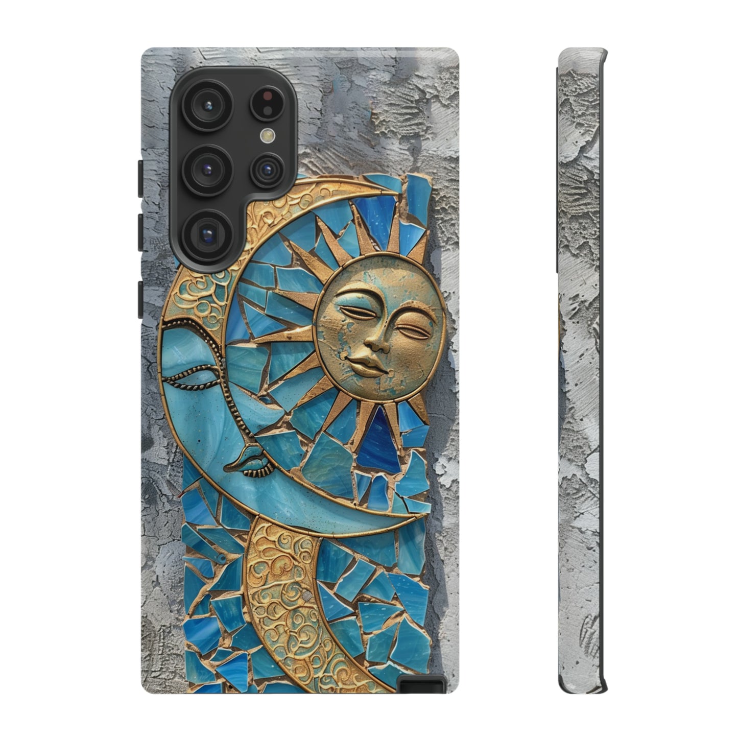 Boho Sun and Moon Mosaic Tile Stained Glass Phone Case