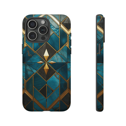 Gold and Blue Marble Mosaic Phone Case