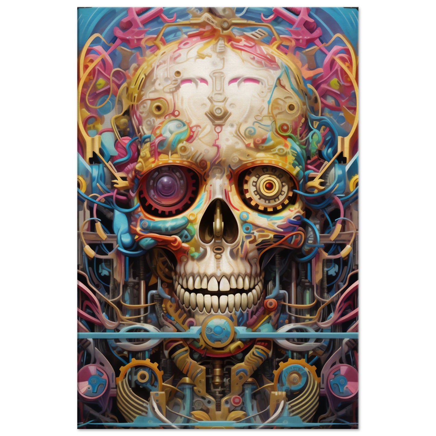 Intricate mechanical skull artwork