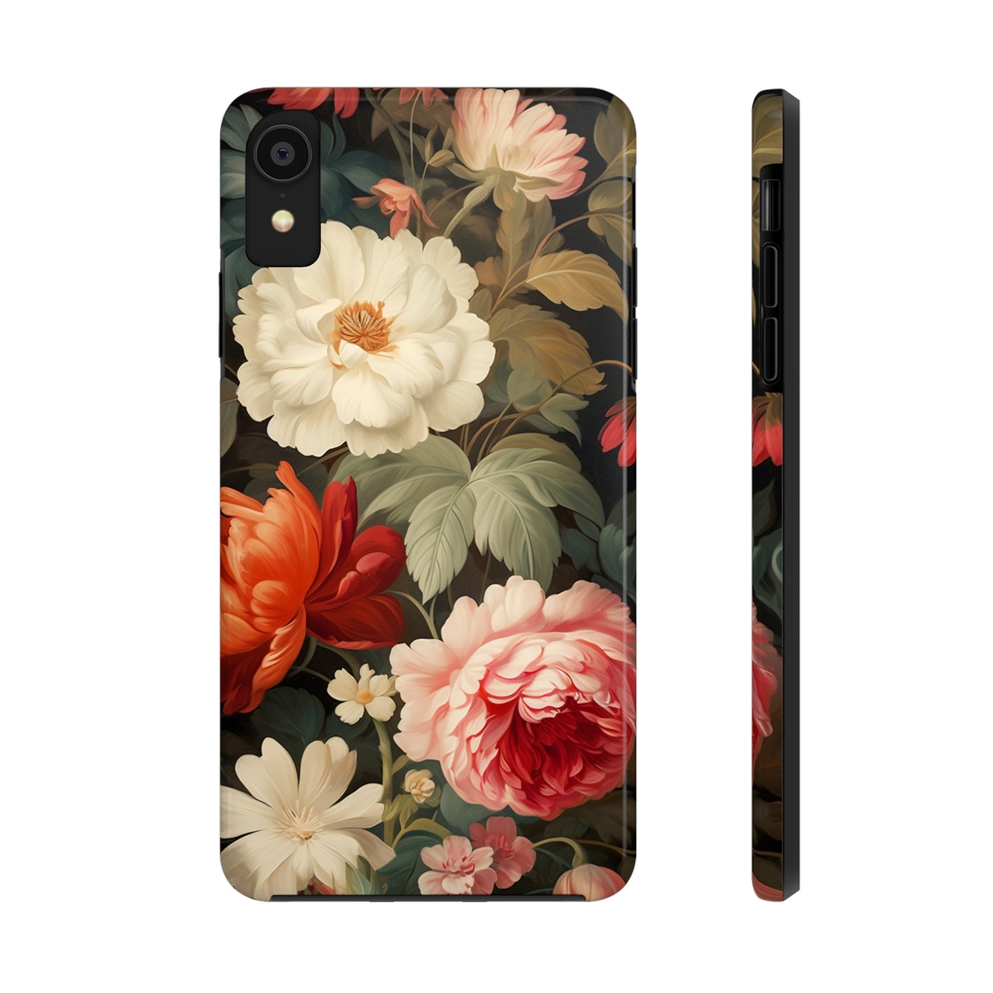 Vintage Floral Aesthetic Phone Tough Case | Antique Elegance for iPhone 11, 12, 13, 14