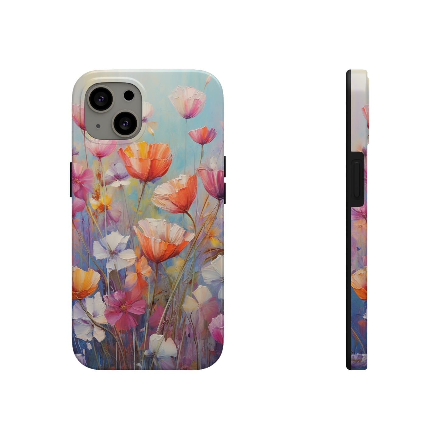 Poppy Flower Oil Painting Tough iPhone Case | Retro Groovy Phone Cover