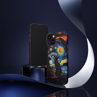 Starry Night Black Cat Van Gogh Painting Art Phone Case