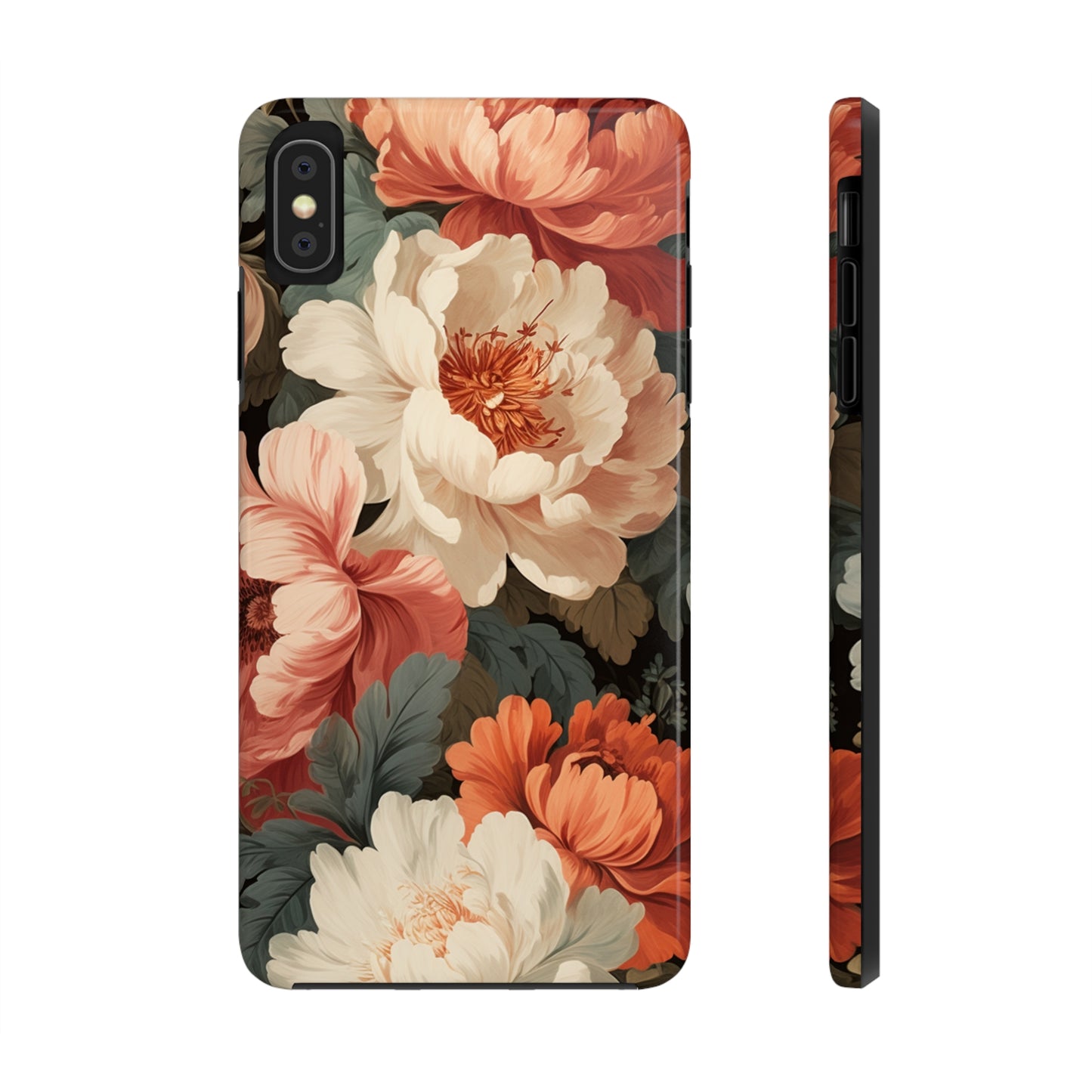 Vintage Floral Aesthetic Phone Tough Case Antique Print for iPhone 14 11 Pro 12 13 XR XS X 7+ 8 Boho Nature Flowers Cottage Core