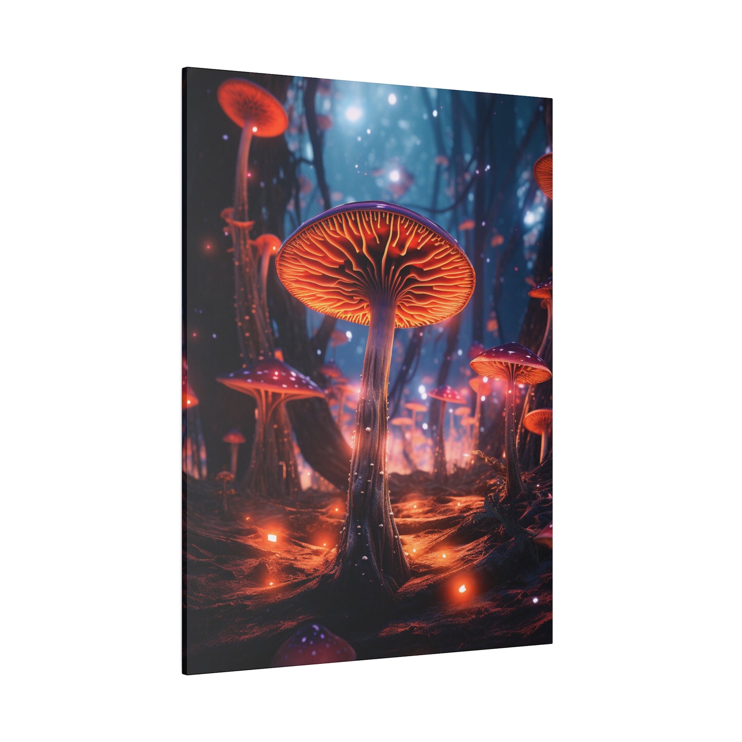 Enchanting Magic Mushroom Psychedelic Forest Bioluminescence - Matte Canvas, Stretched