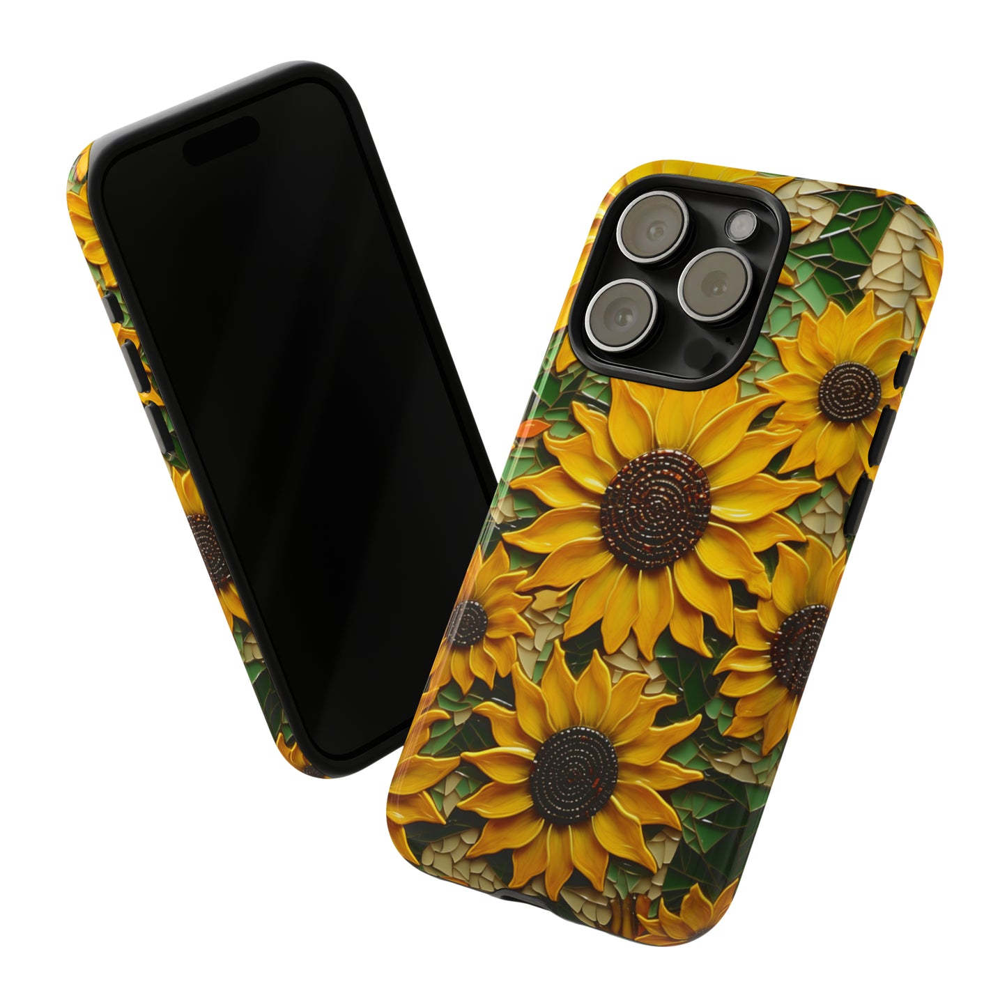 Sunflower Floral Color Explosion Mosaic Glass