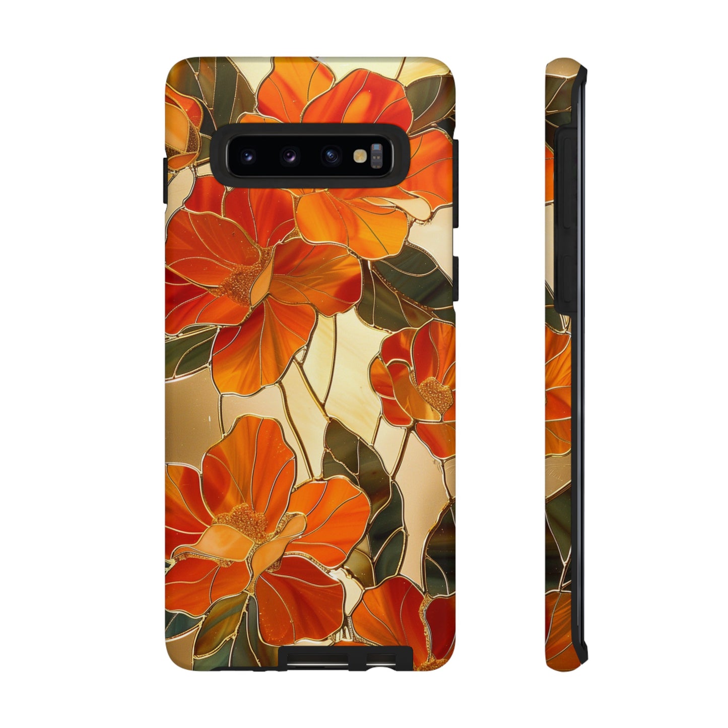 Orange Floral Phone Case Stained Glass Flower Aesthetic