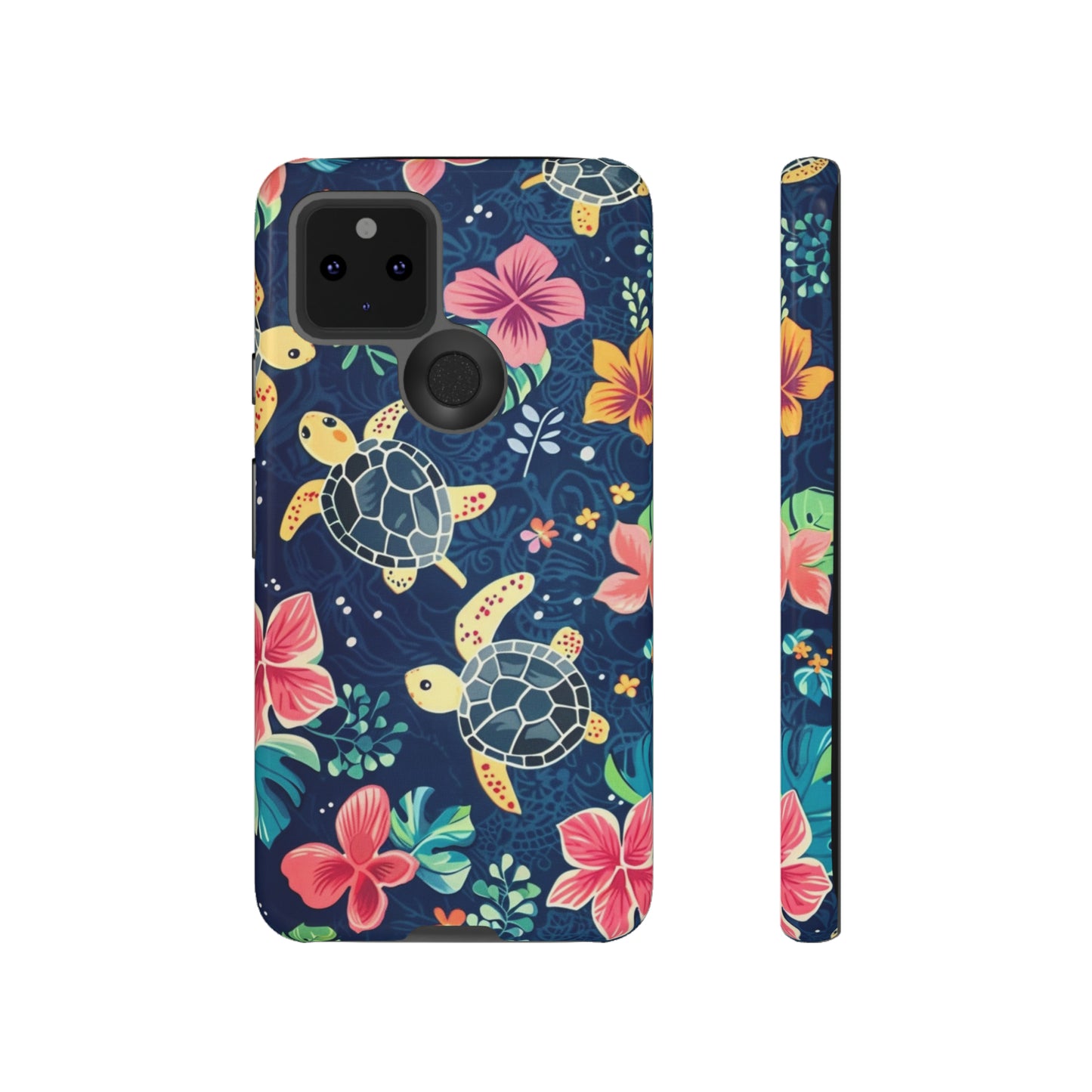 Undersea Floral Blue Sea Turtle Phone Case