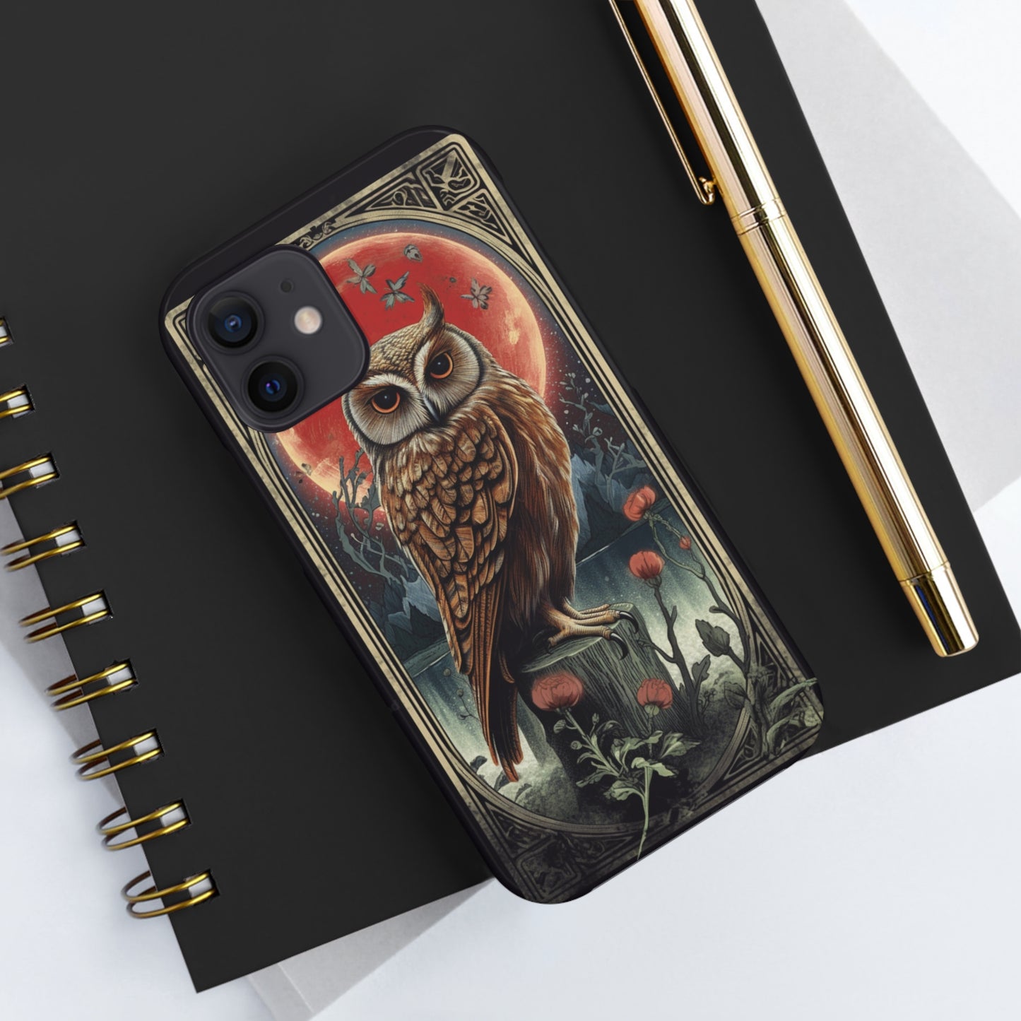 The Hermit Owl Tarot | Dark Academia Aesthetic Retro Tough iPhone Case | Embrace Mystical Vibes with Captivating Tarot Art and Reliable Protection