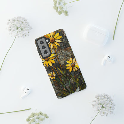 Yellow and Gold Daisy Mosaic Stained Glass Phone Case for iPhone 15, 14, Pro Max, 13, 12 & Samsung Galaxy S23, S22, S21, Google Pixel