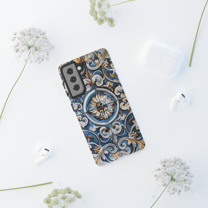 Azulejo Porcelain Blue & Creamy White Tile Mediterranean Design Phone Case