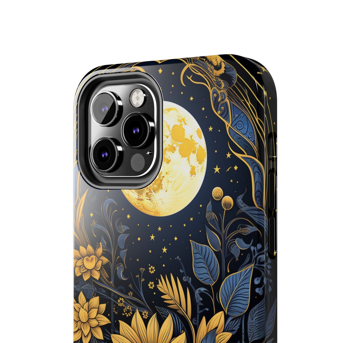 Starry Night Boho Meets Cottagecore: Floral Sun, Moon & Stars iPhone Case