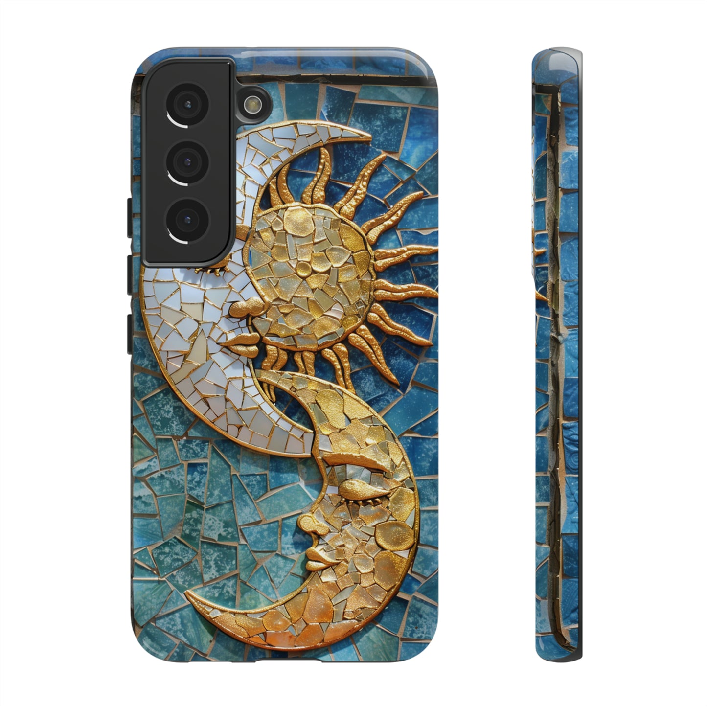 Boho Sun and Moon Mosaic Tile Stained Glass Phone Case