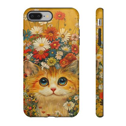 Cute Cat in Floral Garden Phone Case