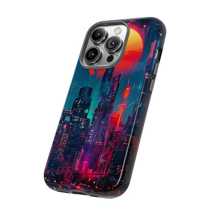 Cyberpunk Full Moon Cityscape Phone Case