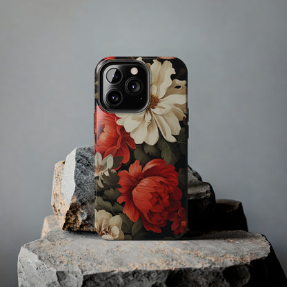 Vintage Floral Aesthetic Phone Tough Case | Antique Elegance for iPhone