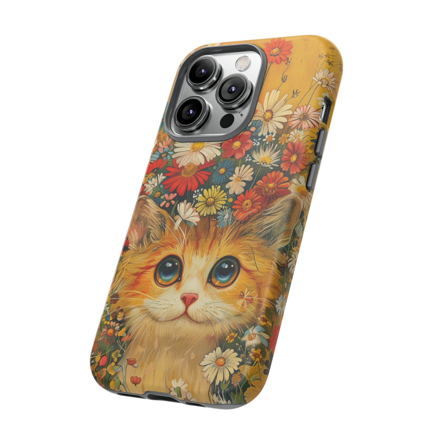 Cute Cat in Floral Garden Phone Case