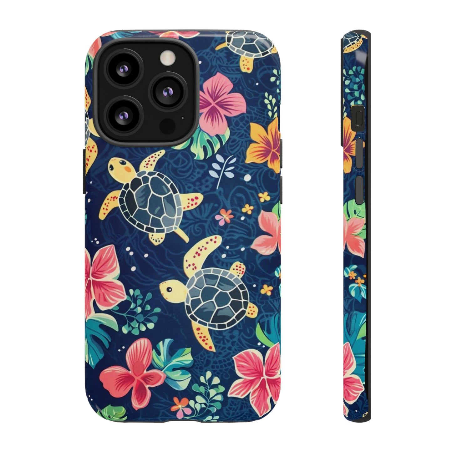 Undersea Floral Blue Sea Turtle Phone Case