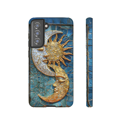 Boho Sun and Moon Mosaic Tile Stained Glass Phone Case