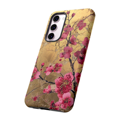 Pink Forget Me Nots Gold Floral Phone Case