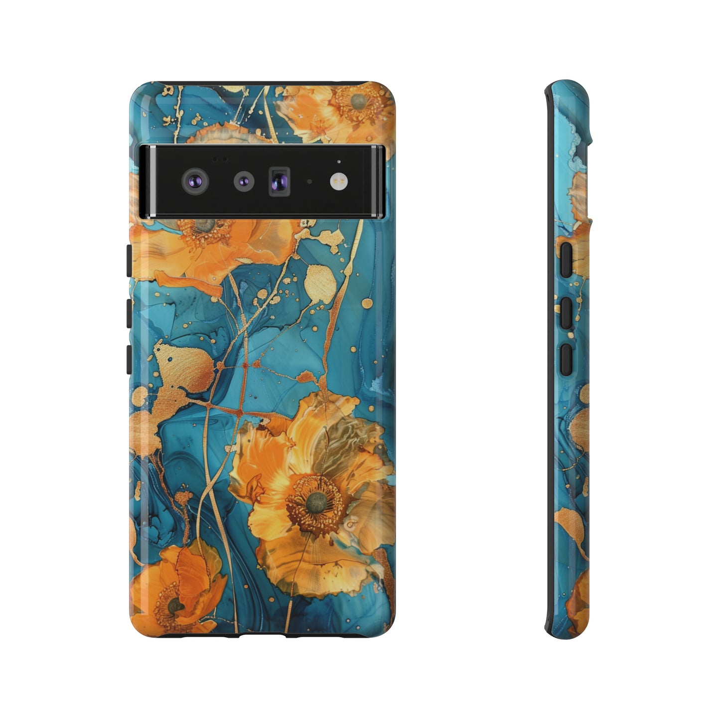 Gold Poppies Color Splash Floral Design Phone Case