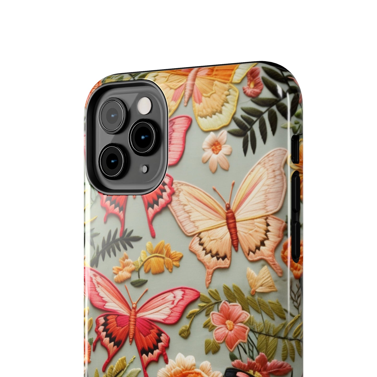 Embroidery Butterflies iPhone Case | Whimsical Elegance and Nature's Beauty in Handcrafted Detail