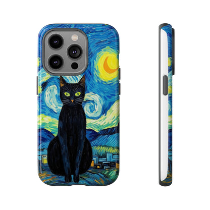 Starry Night Van Gogh Black Cat iPhone, Samsung Galaxy, Google Pixel  Case | Embrace Artistic Whimsy and Feline Charm