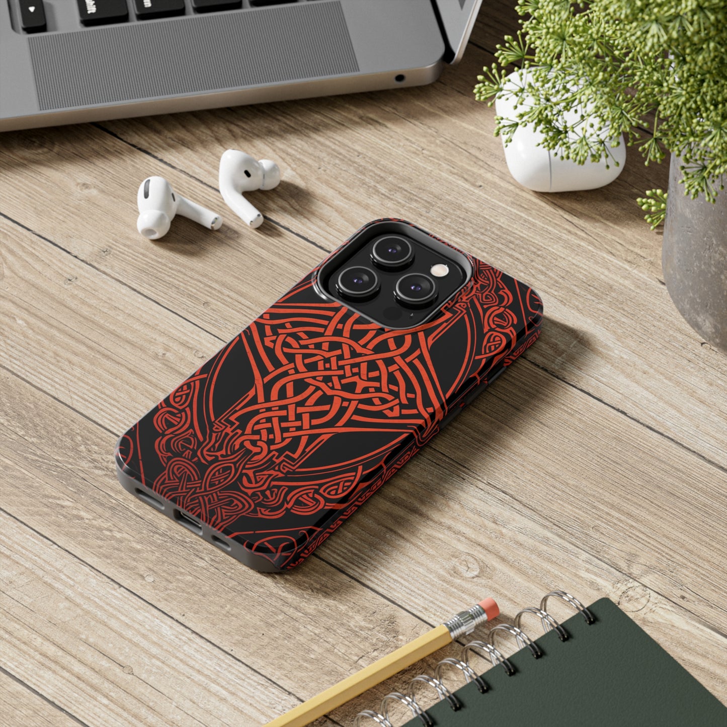 Eternal Weave iPhone Case, Red Celtic Tribal Knots | Timeless Symbolism iPhone Case for Models 11 through 14 Pro Max