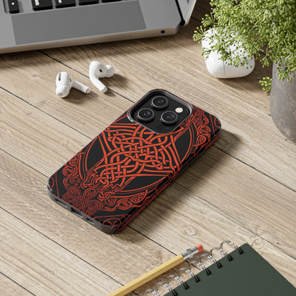 Eternal Weave iPhone Case, Red Celtic Tribal Knots | Timeless Symbolism iPhone Case for Models 11 through 14 Pro Max