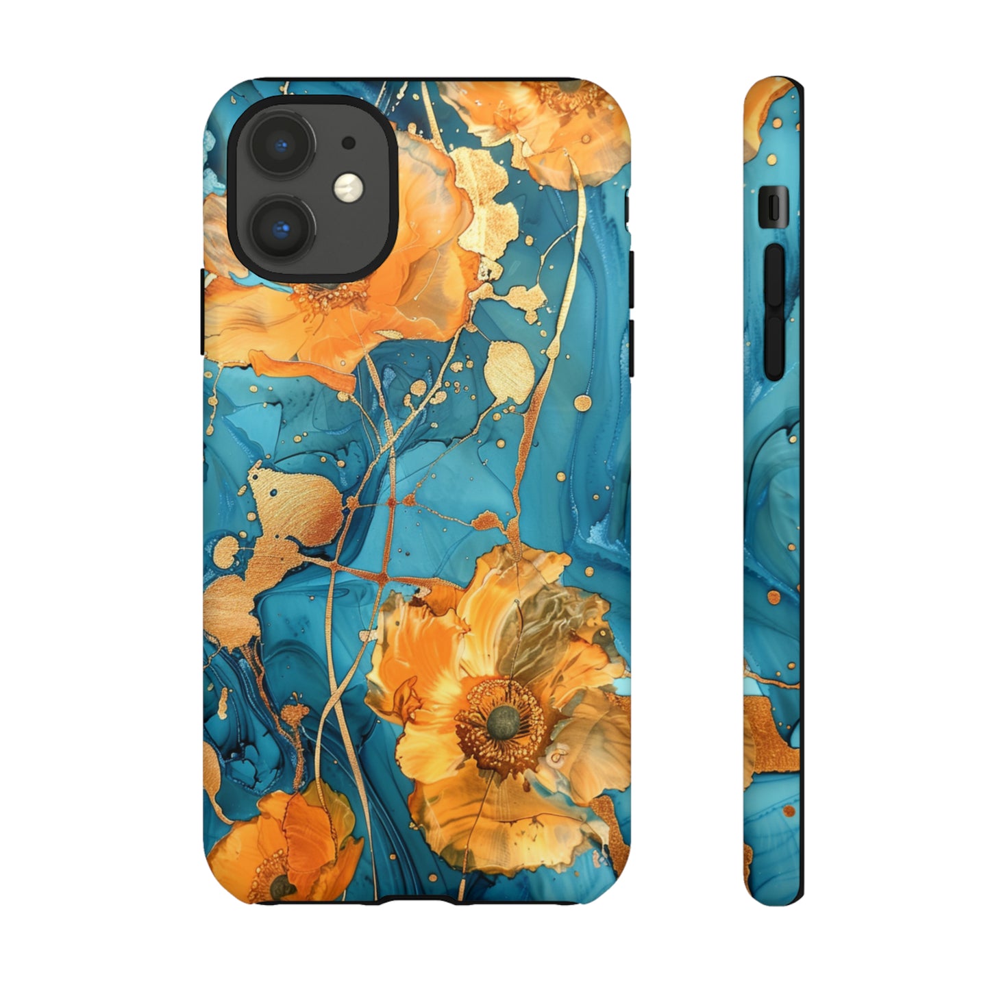 Gold Poppies Color Splash Floral Design Phone Case