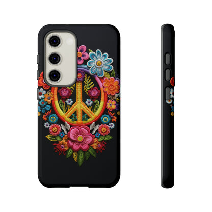 Peace Sign Embroidery Floral Hippie Style Phone Case