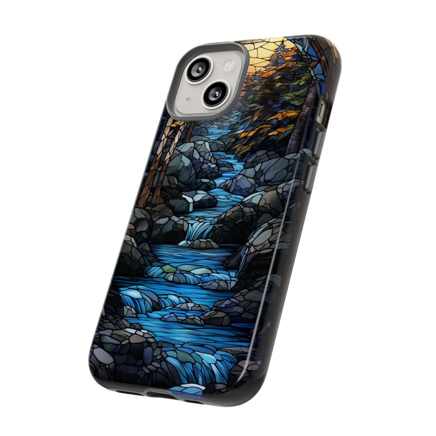 Stained Glass Stone Bridge and River Art Phone Case