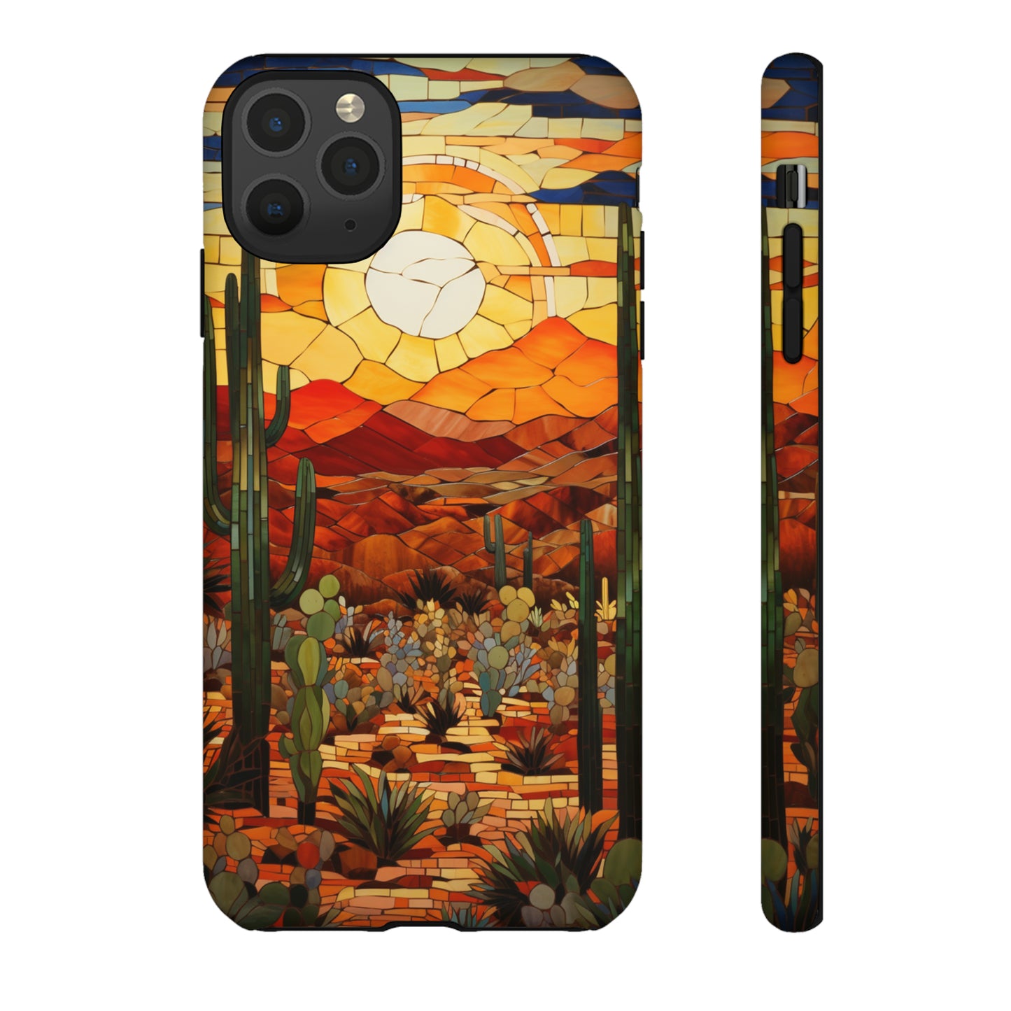 Desert Sunset Cactus Mosaic Tile