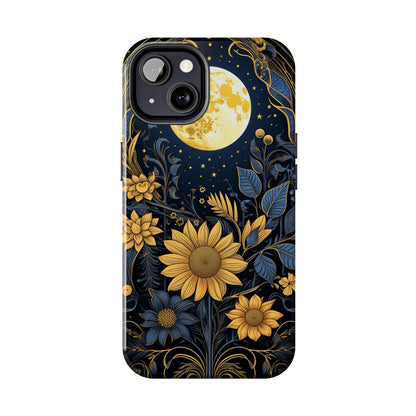 Starry Night Boho Meets Cottagecore: Floral Sun, Moon & Stars iPhone Case