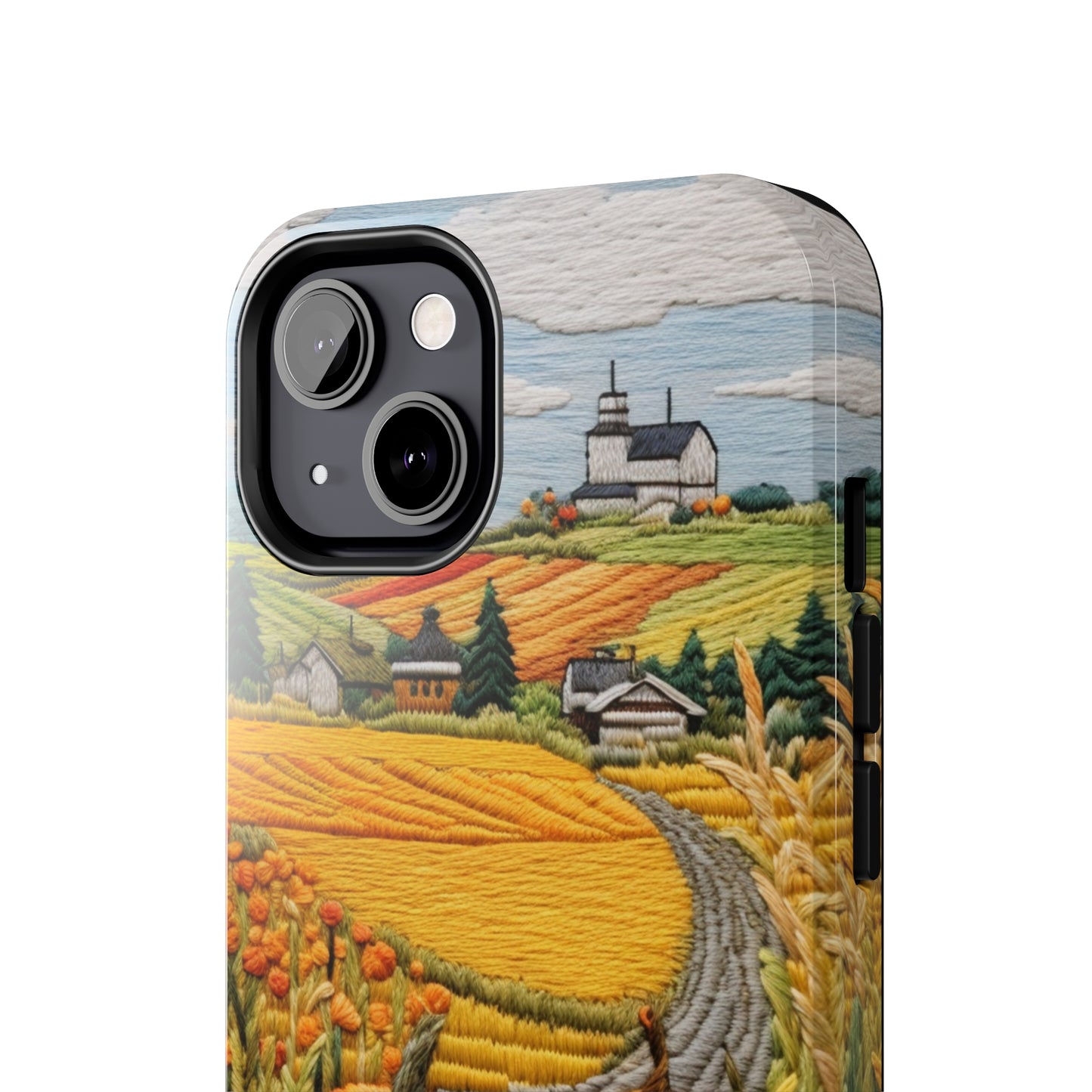 Harvest Hues: Halloween Pumpkin Patch | Embroidered Landscape for iPhone Range