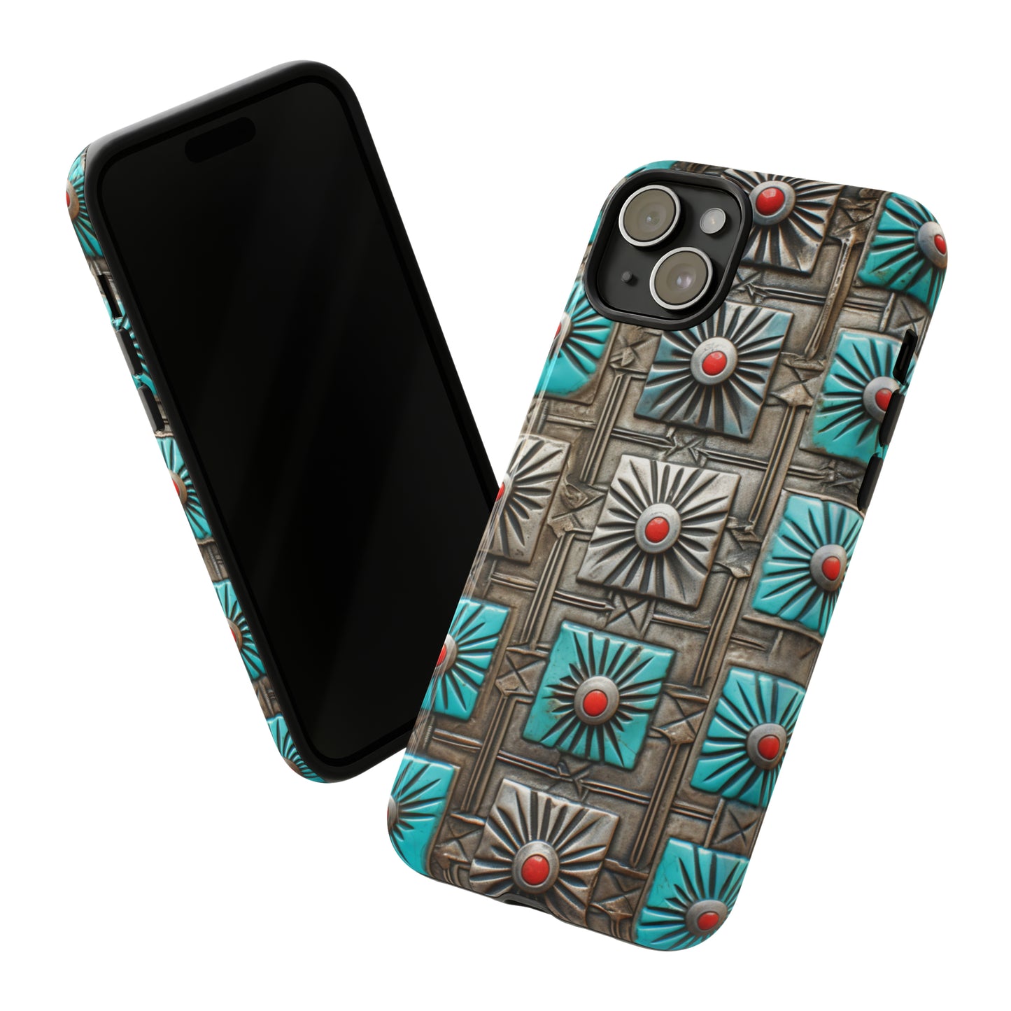 Vintage Navajo Native American Turquoise Concho Phone Case for iPhone 15, 14, 13, 12, 11 Pro Max, 14 Plus, iPhone XS Max, iPhone XR, iPhone 7, 8, 14, 15 Plus, SE