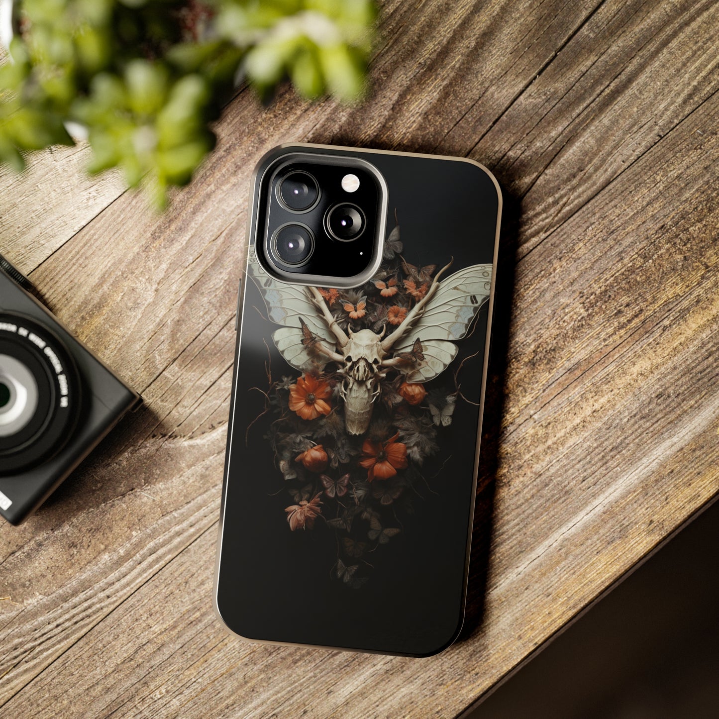 Deadhead Moth Gothic Dark Academia iPhone Case | Spooky Skull Mysterious Elegance