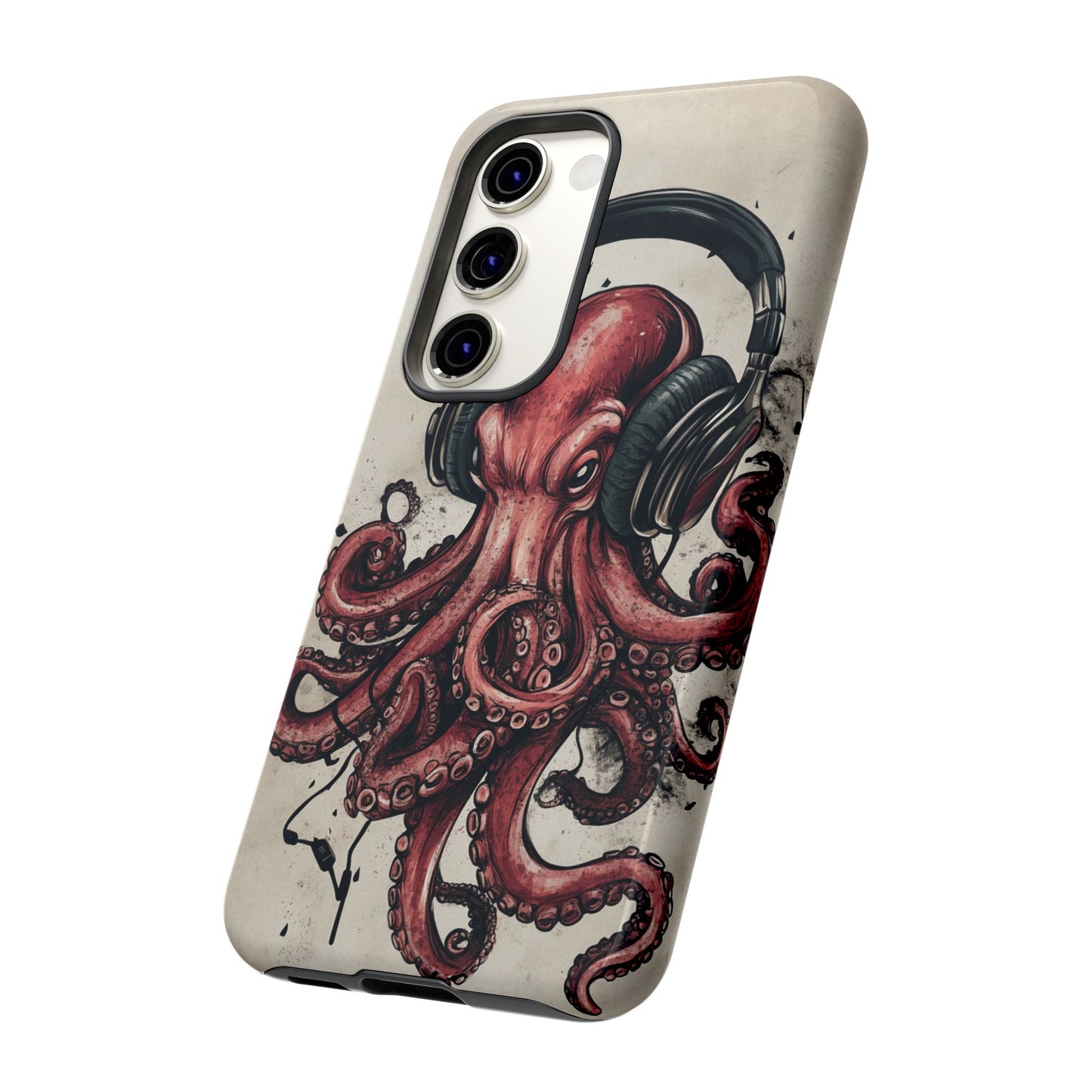 Retro Style Japanese Octopus Listening to Headphones Phone Cover