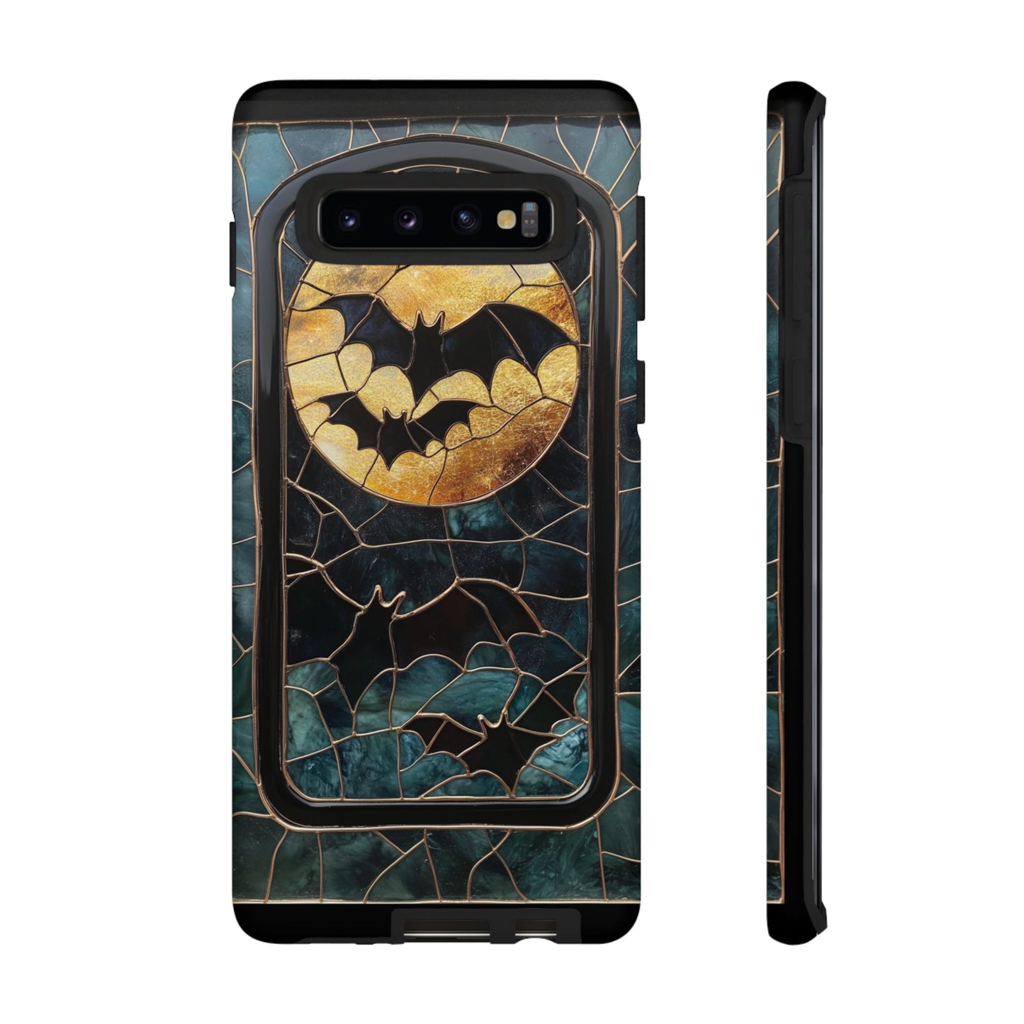 Halloween Phone Case Bats Stained Glass Style Spooky Moon Phone Cover