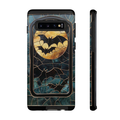 Halloween Phone Case Bats Stained Glass Style Spooky Moon Phone Cover