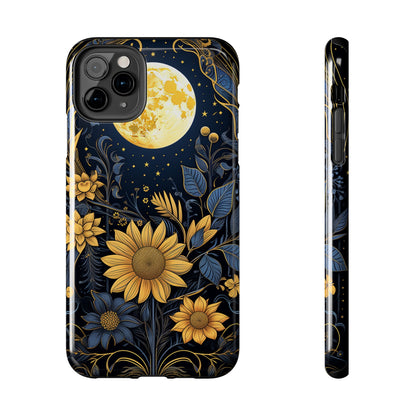 Starry Night Boho Meets Cottagecore: Floral Sun, Moon & Stars iPhone Case