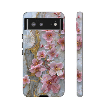 Pink Forget Me Nots Gold Floral Phone Case