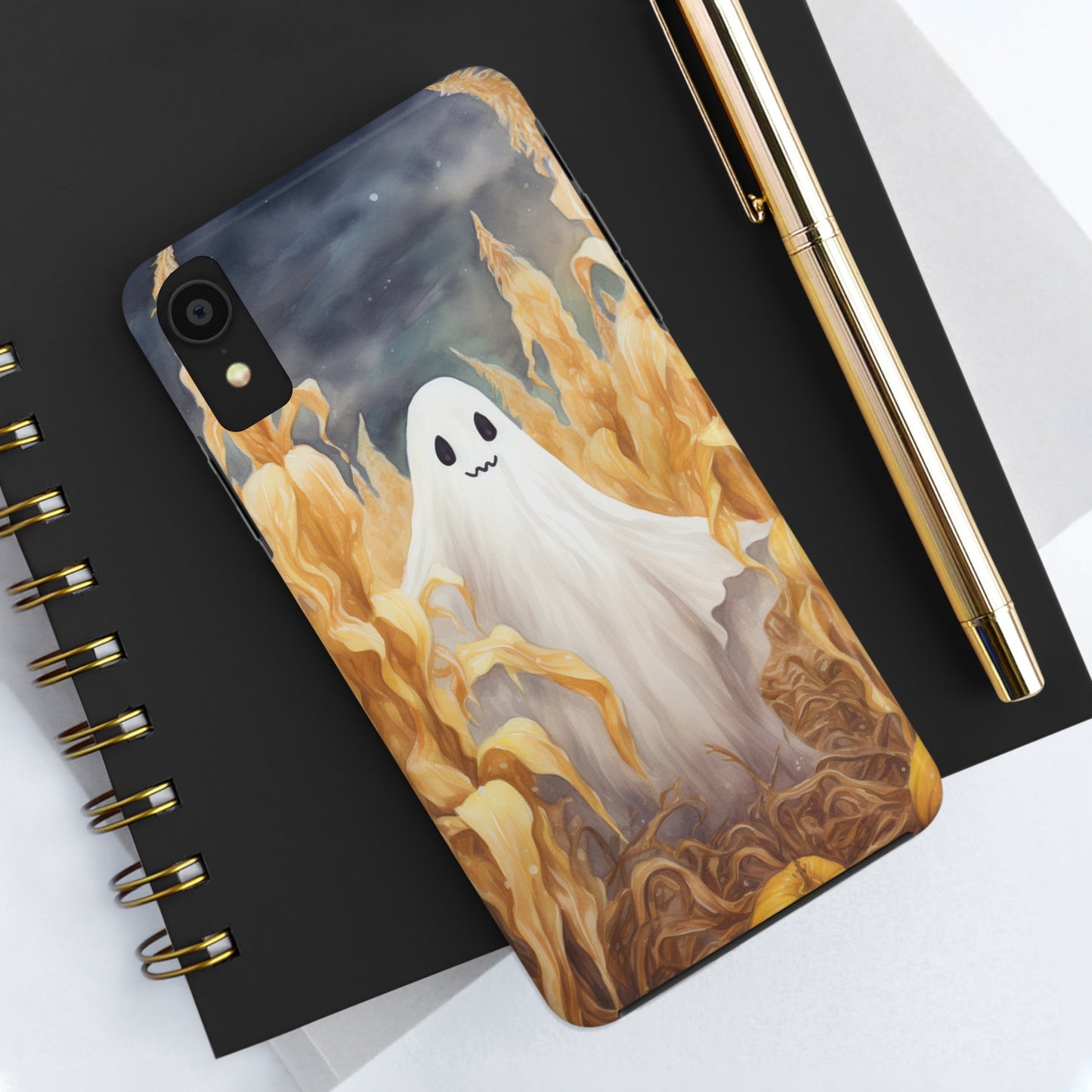 Ghost of Halloween Fall Pumpkins iPhone Case | Embrace the Spooky Autumn Vibes