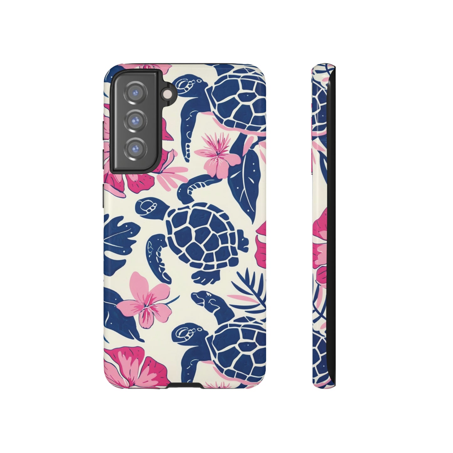 Undersea Floral Blue Sea Turtle Phone Case