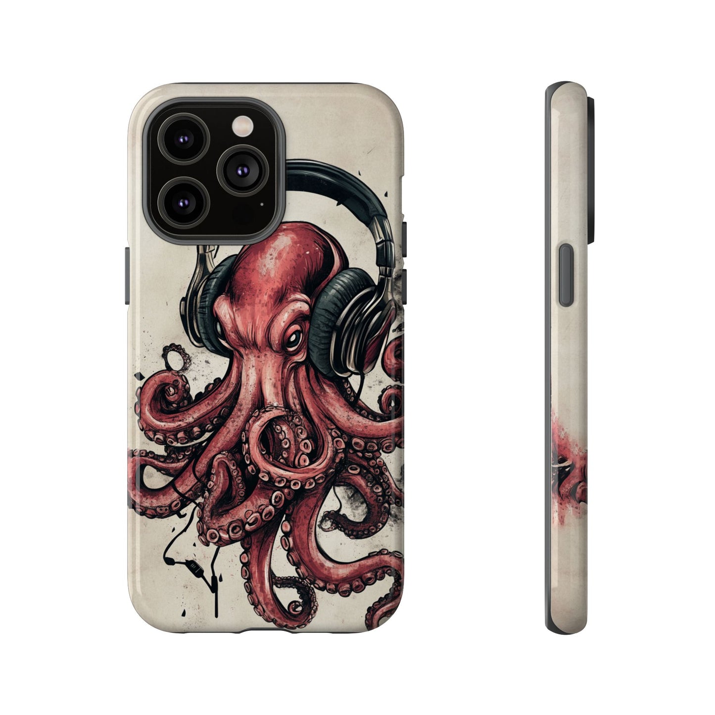 Retro Style Japanese Octopus Listening to Headphones Phone Cover