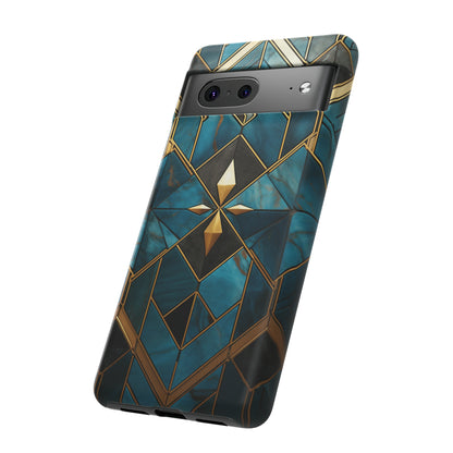 Gold and Blue Marble Mosaic Phone Case