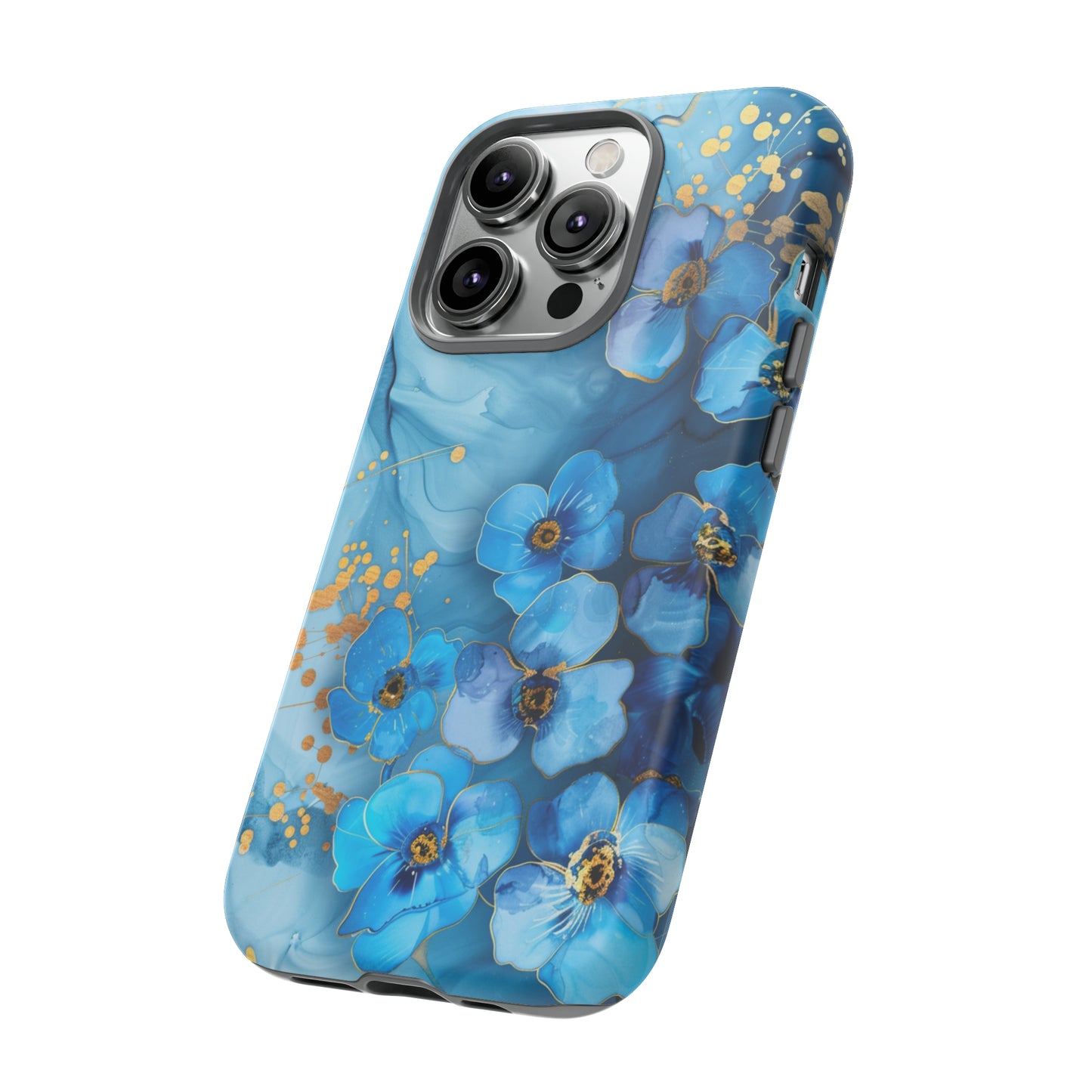 Forget Me Nots Gold Color Splash Floral Design Phone Case