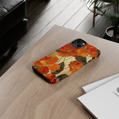 Orange Floral Phone Case Stained Glass Flower Aesthetic