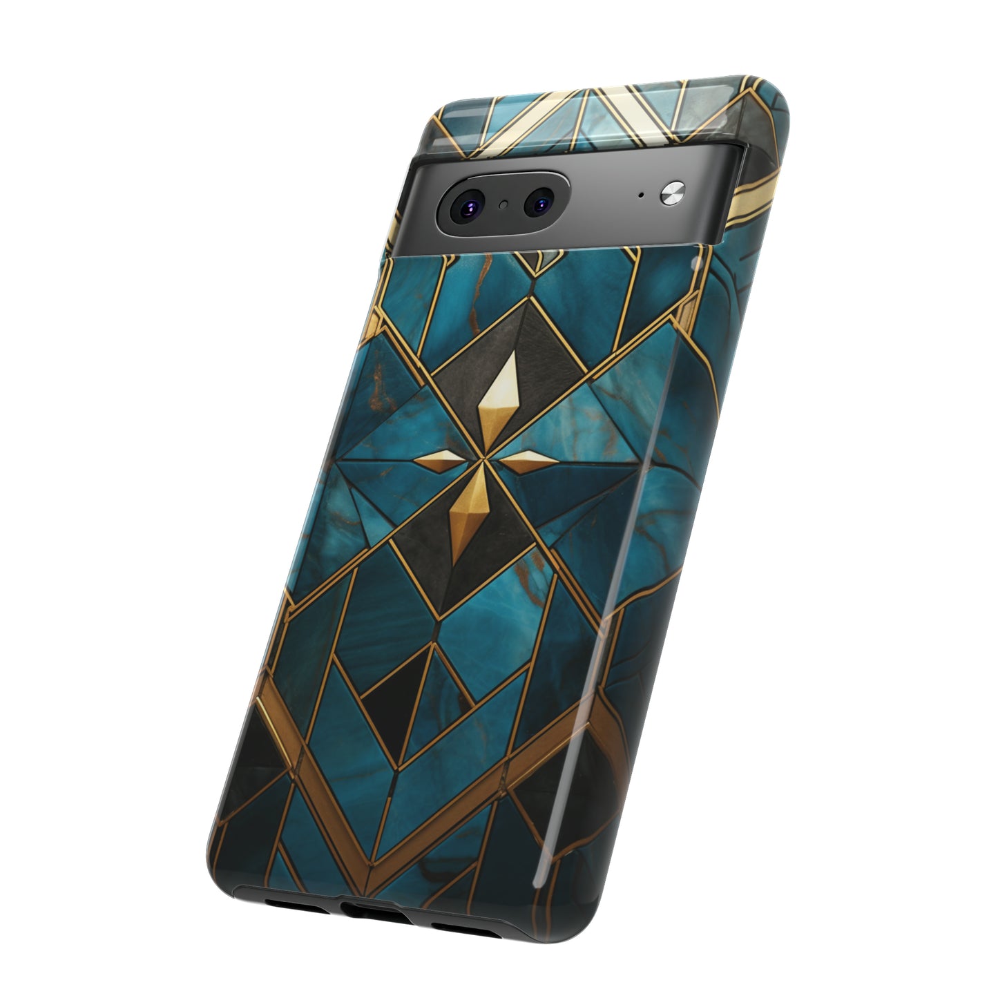 Gold and Blue Marble Mosaic Phone Case