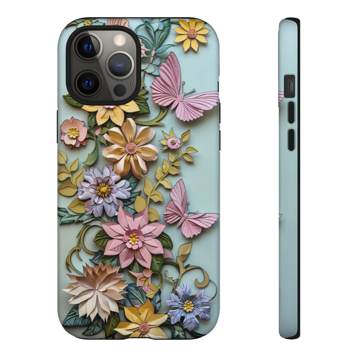 Pastel Pink Butterflies and Flowers iPhone Case